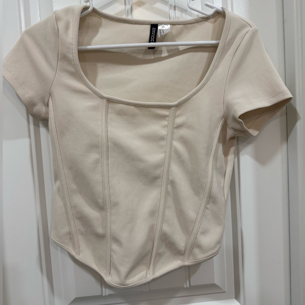 H&M Cream Short Sleeve Blouse